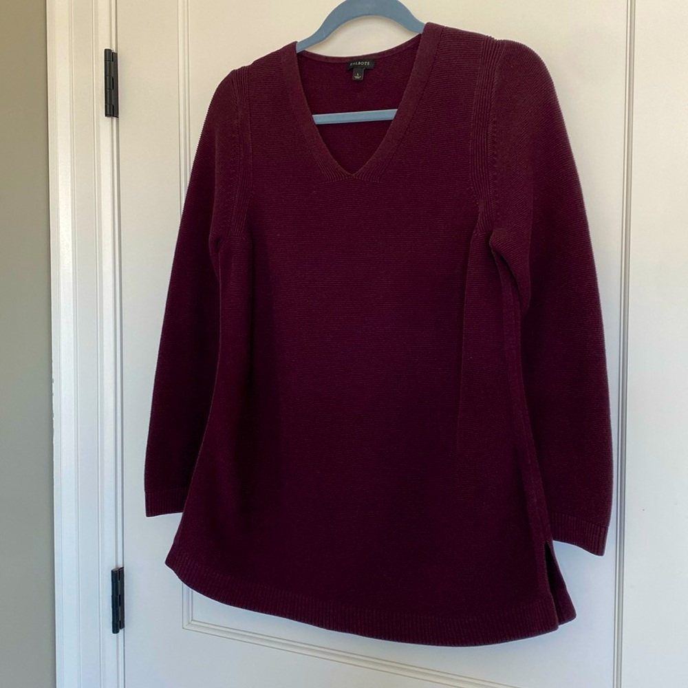 Talbots maroon/wine women’s L sweater/top. cotton rayon blend